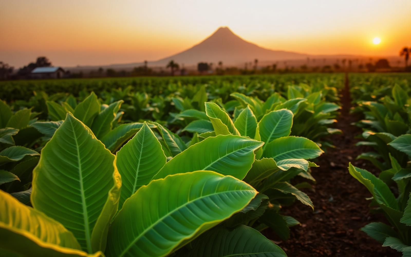 Tobacco field at sunset in Estelí, Nicaragua